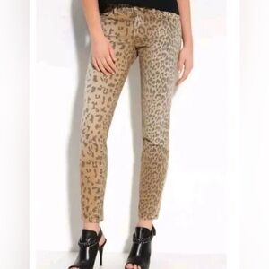 Current/Elliott Tan and Brown Leopard Print Skinny Jeans